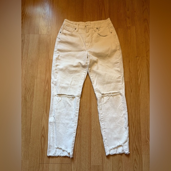 Good American White Distressed Straight Leg Jeans Size 27 - Picture 1 of 4